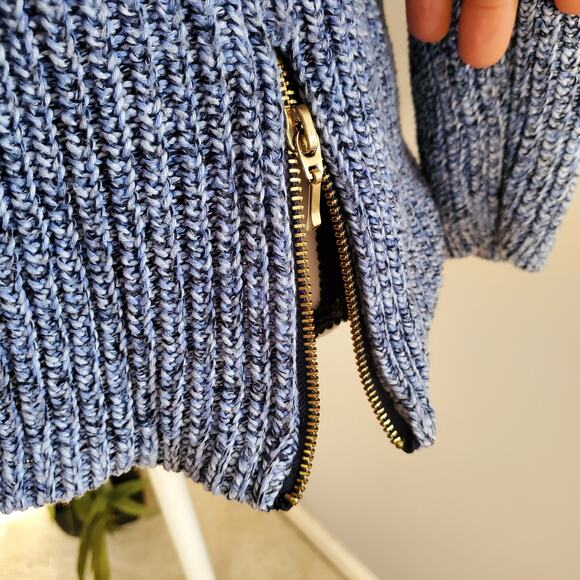 Talbots Petite Blue Cable Knit Zipper Accent Sweater Sz SP - Picture 6 of 9